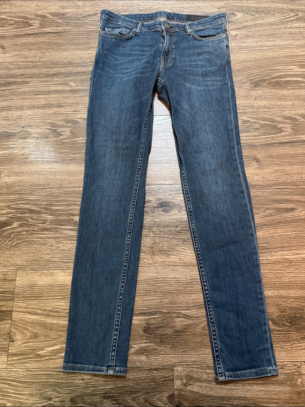 AllSaints Mid-Rise Washed Blue Jeans